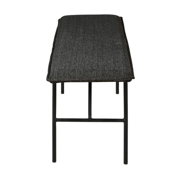 Banc design tissu gris foncé 134 cm piètement métal noir mat Lucce