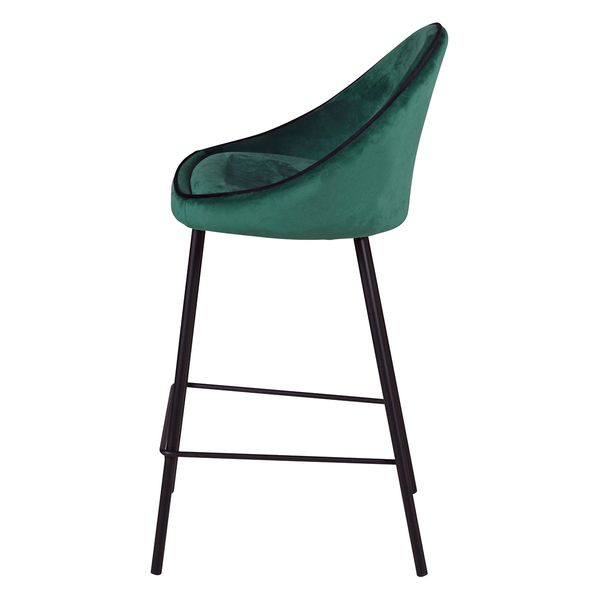 Chaise de bar velours vert canard surpiqué design Maya