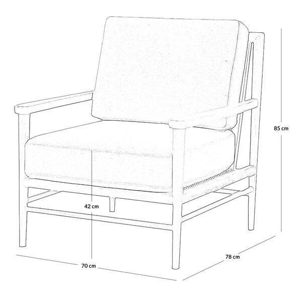 Fauteuil tissu lin gris clair pieds frêne naturel Basil