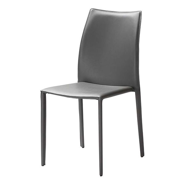 Chaise de repas en cuir gris Solène