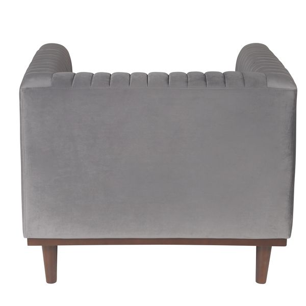 Fauteuil velours gris foncé vintage Dante