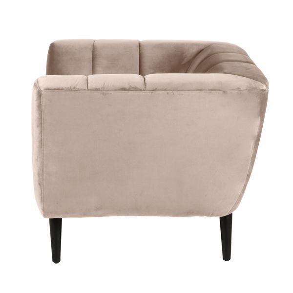 Fauteuil velours beige capitonné Amaro