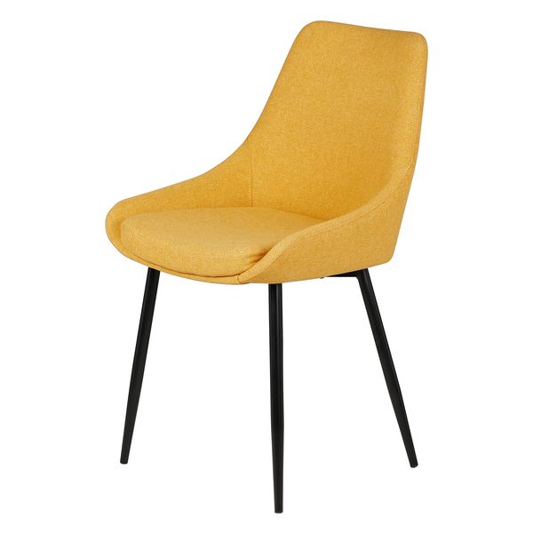 Chaise tissu jaune moutarde piètement métal noir BARI