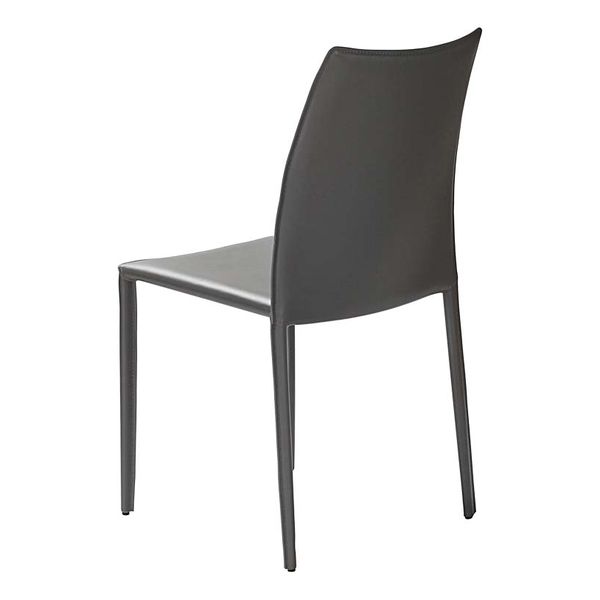 Chaise de repas en cuir gris Solène