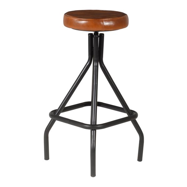 Tabouret de bar en cuir de chèvre et métal marron Montecristo