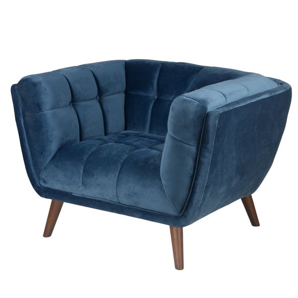 Fauteuil en velours bleu foncé BERYL