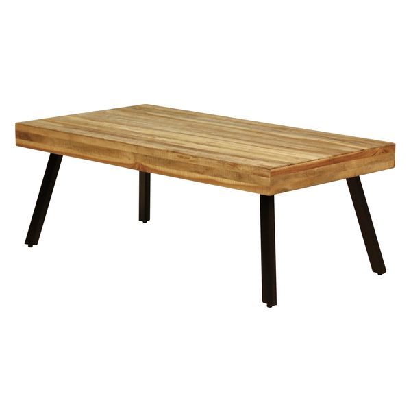 Table basse rectangulaire teck recyclé et métal 120 cm WOODY