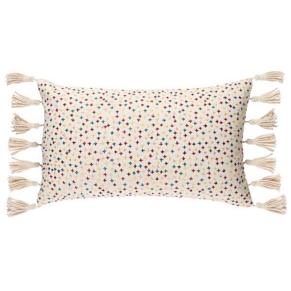 Coussin en coton multicolore à franges 30 x 50 cm Star