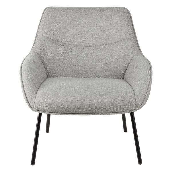 Fauteuil tissu gris clair pieds métal noir Martin