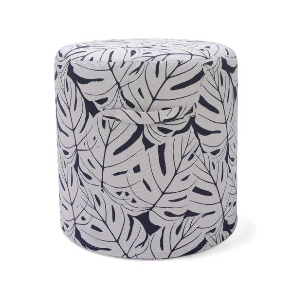 Pouf d'extérieur imprimé feuilles bleu foncé AZUR