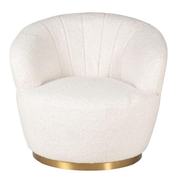 Fauteuil tissu effet mohair crème pivotant Venus