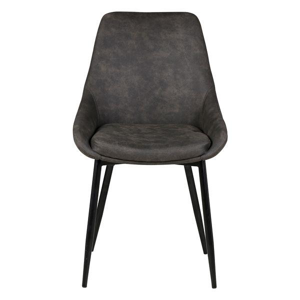 Chaise tissu effet daim gris foncé piètement métal noir BARI