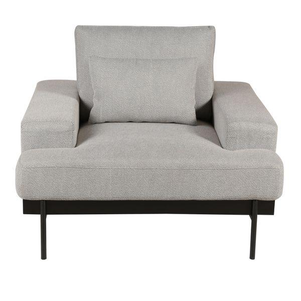 Fauteuil tissu gris clair pieds métal Yoko