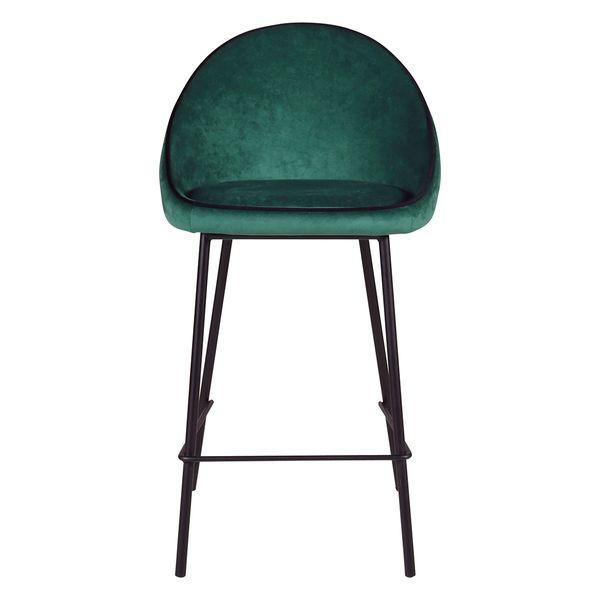 Chaise de bar velours vert canard surpiqué design Maya