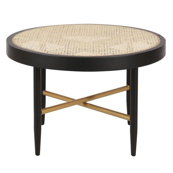 Table basse en cannage naturel et chêne noir ronde Ø 60 cm Exalt