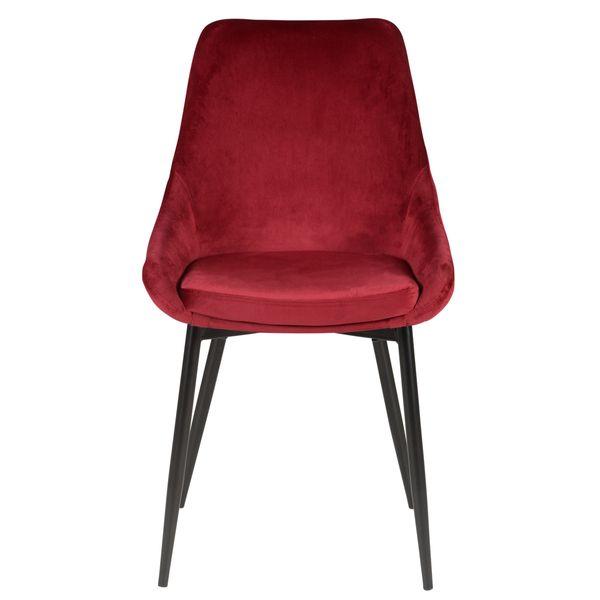 Chaise en velours rouge pieds métal BARI