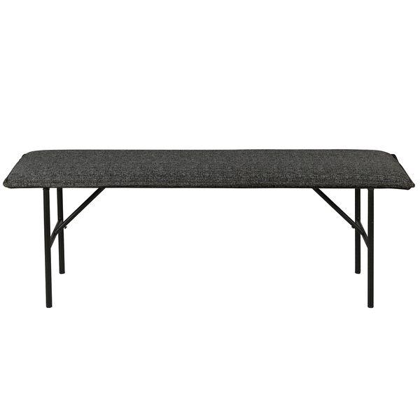 Banc design tissu gris foncé 134 cm piètement métal noir mat Lucce