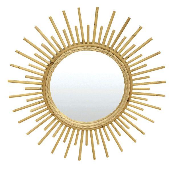 Miroir en rotin naturel Sun