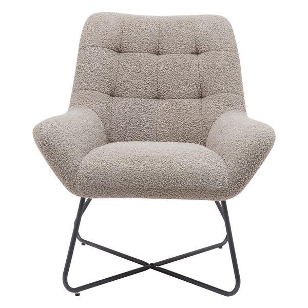 Fauteuil tissu effet laine bouclée gris foncé Kami