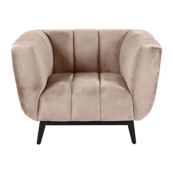 Fauteuil velours beige capitonné Amaro