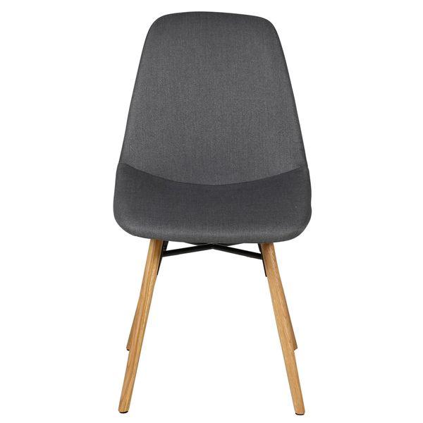 Chaise de repas en tissu gris foncé et pieds chêne May