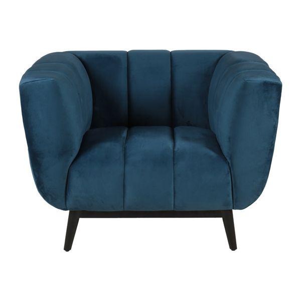 Fauteuil velours bleu capitonné Amaro