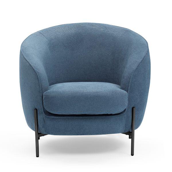 Fauteuil tissu bleu foncé pieds noirs Moon