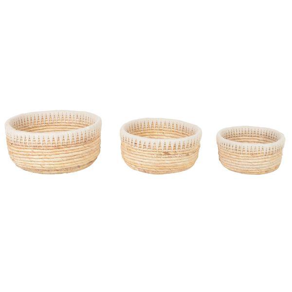 Paniers ronds en tressage Abaca et corde Rop (set de 3)