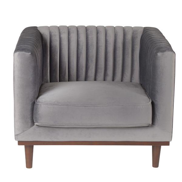 Fauteuil velours gris foncé vintage Dante