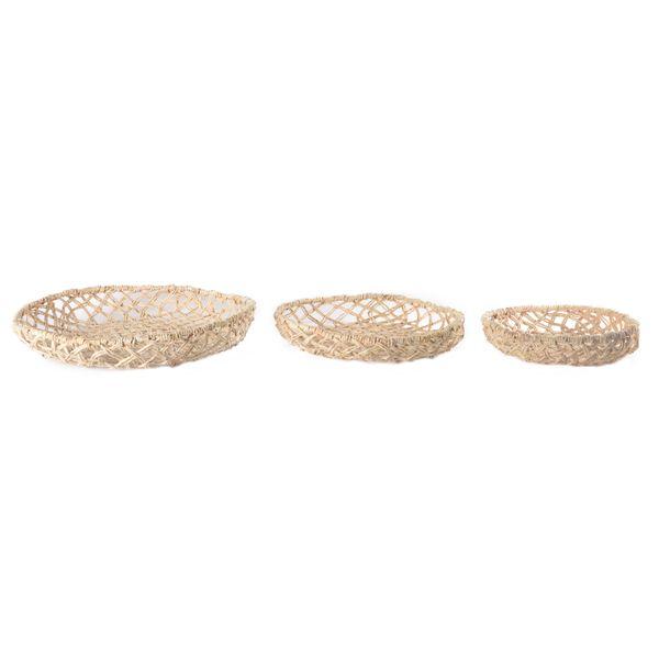 Plateaux (lot de 3) en tressage Abaca Rop