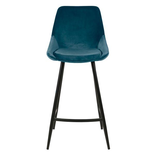 Chaise de bar velours bleu piètement métal bleu h75 BARI