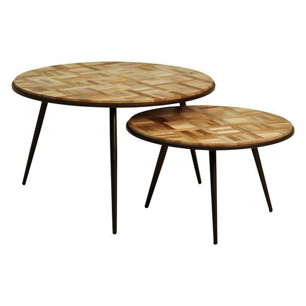 Tables basses gigognes teck recyclé 74cm - Set de 2 WOODY