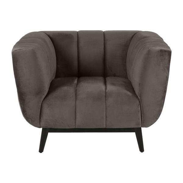 Fauteuil velours gris foncé capitonné Amaro