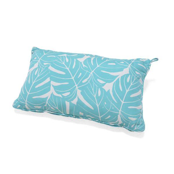 Coussin d'extérieur 60x35cm imprimé feuilles bleu turquoise AZUR