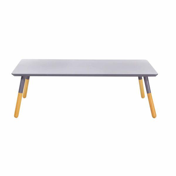 Table basse bois de hêtre et laqué gris rectangulaire 120cm Scandie