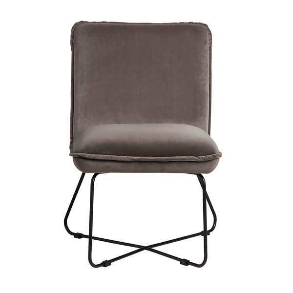 Fauteuil velours gris foncé pieds métal Hall