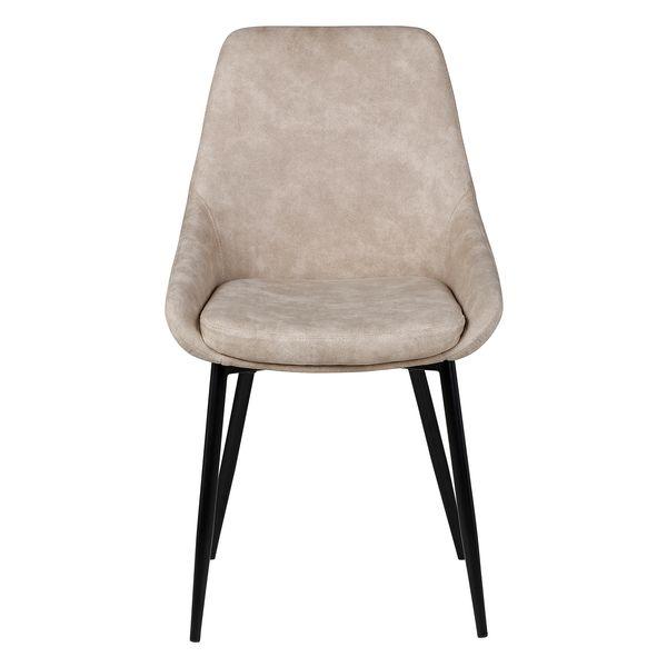 Chaise tissu effet daim beige piètement métal noir BARI