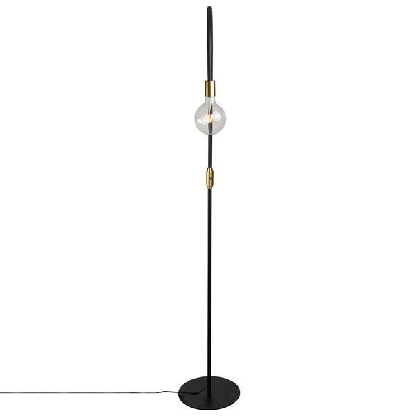 Lampadaire noir hauteur fixe 180cm en fer/cuivre et papier décor - Drop