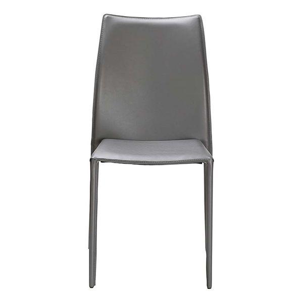 Chaise de repas en cuir gris Solène