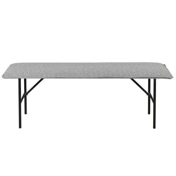 Banc moderne tissu gris clair 134 cm piètement métal noir mat Lucce