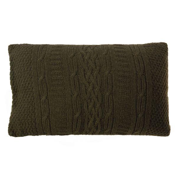 Housse de coussin verte en laine 50 x 30 cm Eden