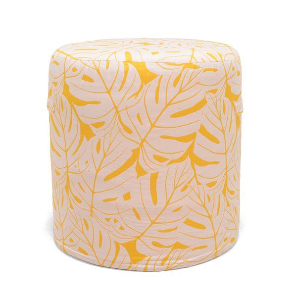 Pouf d'extérieur imprimé feuilles jaune citron AZUR