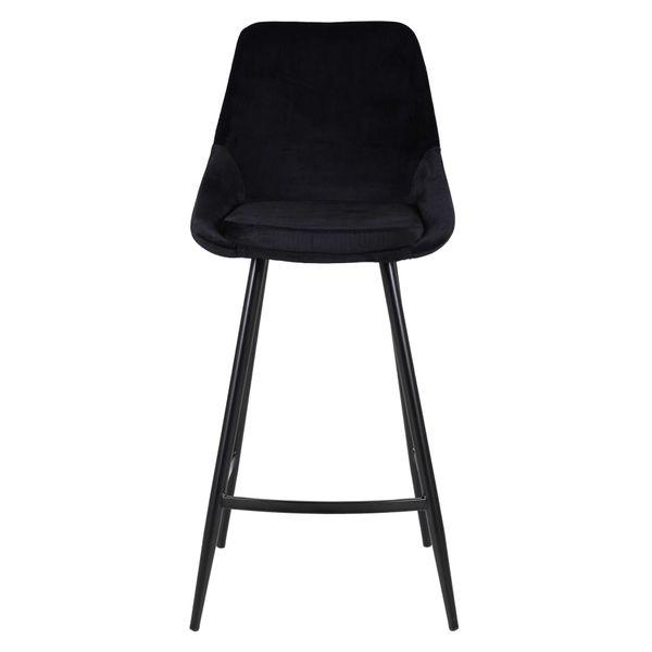 Chaise de bar velours noir piètement métal noir h75 BARI