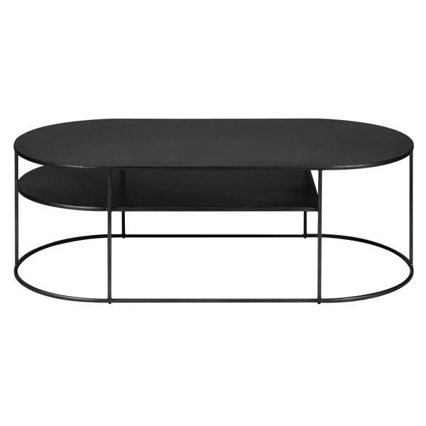 Table basse métal noir ovale 120 cm deux plateaux GRAYSON