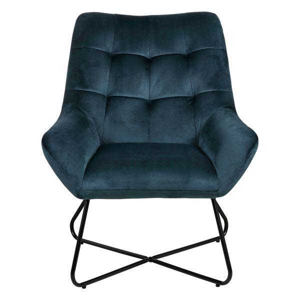 Fauteuil velours gris bleu Kami