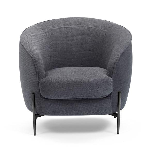 Fauteuil tissu anthracite pieds noirs Moon