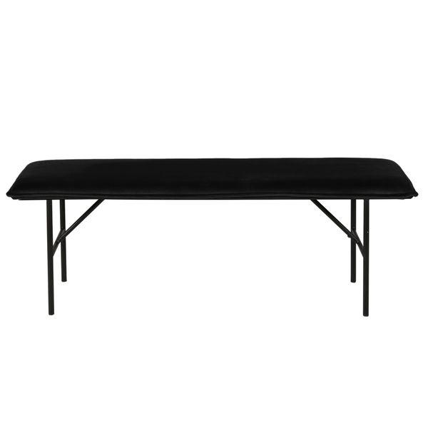 Banc moderne design velours noir 134cm piètement métal noir mat Lucce