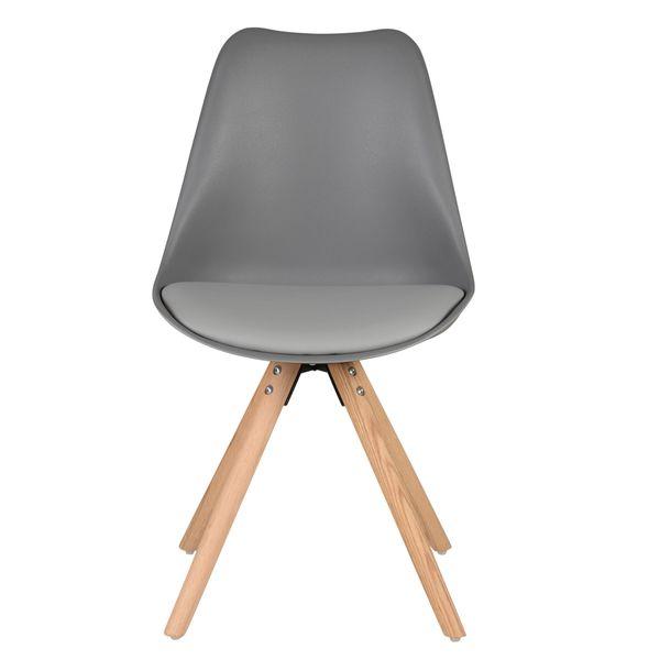 Chaise scandinave à coque grise pieds chêne Cross