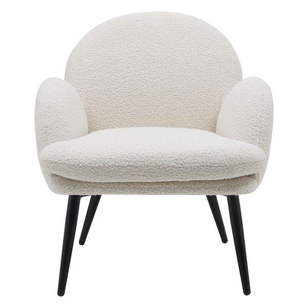 Fauteuil tissu effet laine bouclée blanc Oreo