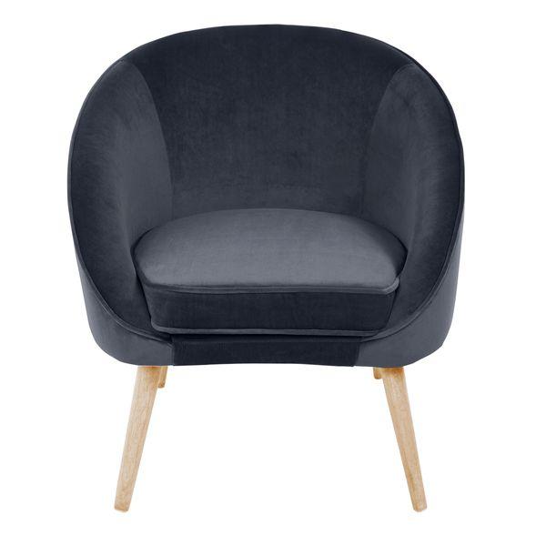 Fauteuil velours gris foncé Safir